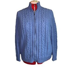 L.L. Bean Women’s Cottage Core Cable Fisherman Knit Womens SZ 1X Full Zip Up